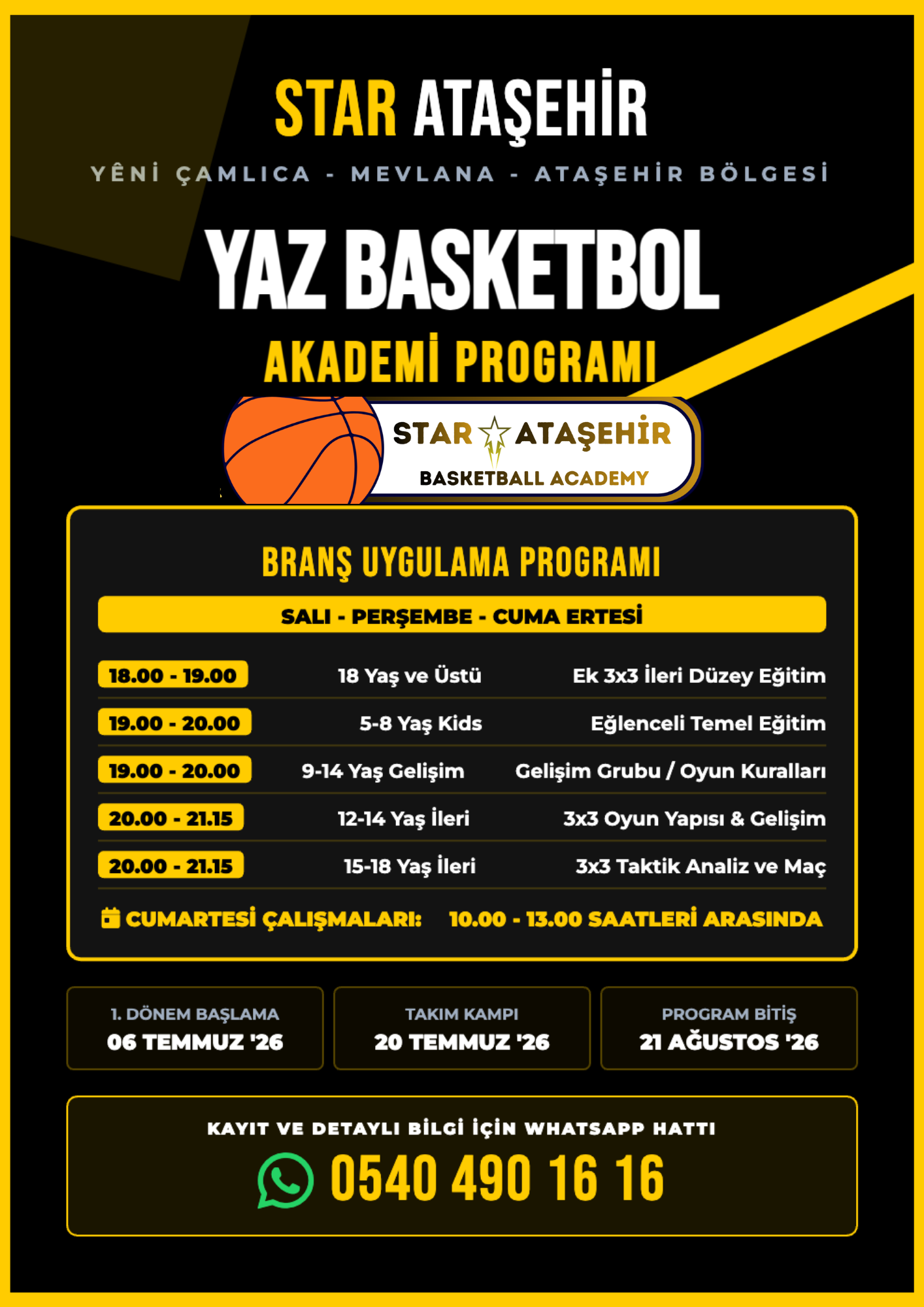 🏀 YAZ 2026 BASKETBOL PROGRAMI BAŞLIYOR! ⭐